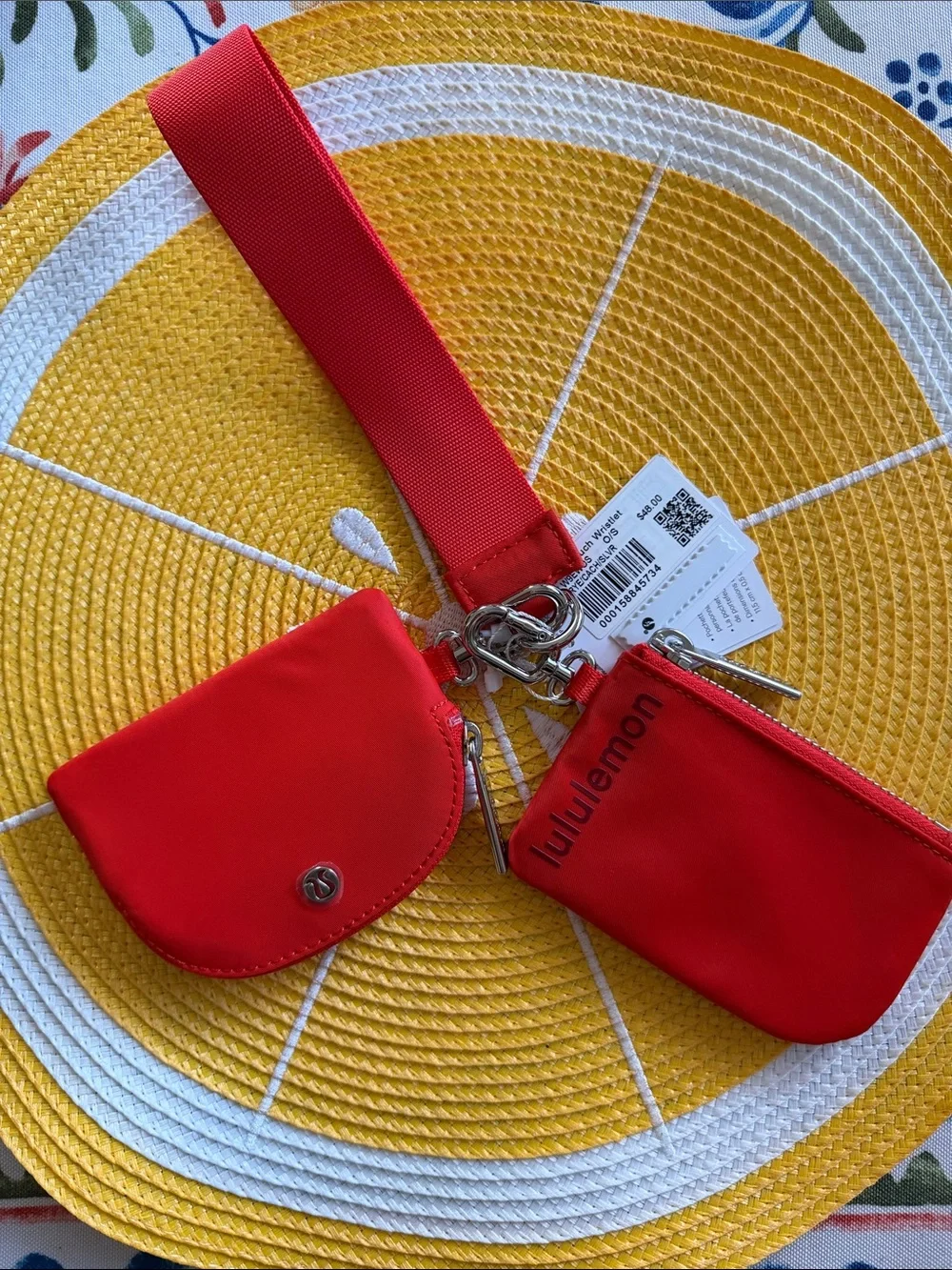lululemon athletica Red Wristlet Keychain Pouch Set